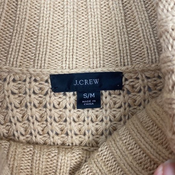 J.Crew S/M Knitted Tunic Sweater Turtleneck Tan - Picture 4 of 13